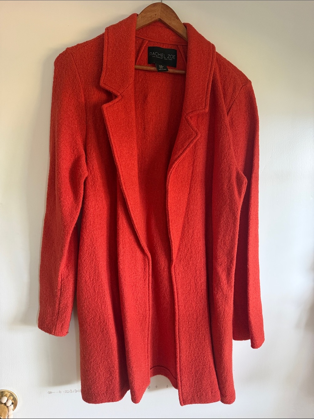 Rachel Zoe Red - Orange Open-Front Wool Coat